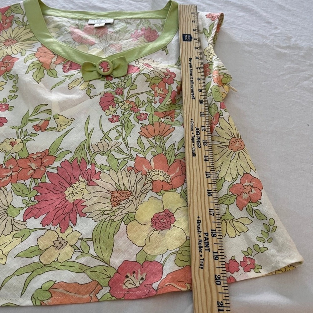 100% Linen Floral Skirt Set Cottagecore Garden Party Coquette Sz 4 LOFT - Picture 4 of 10